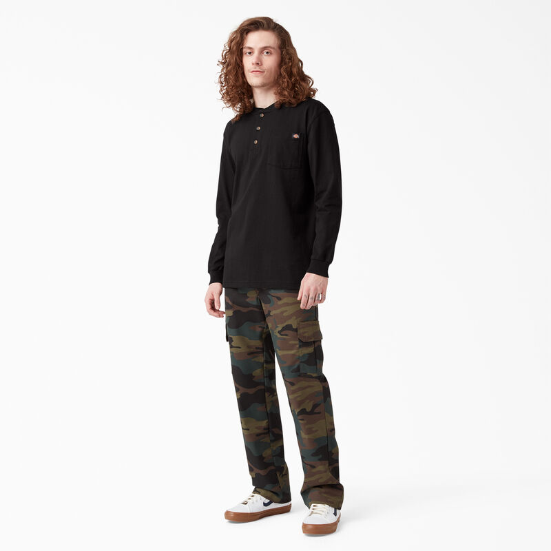 Dickies Heavyweight Long Sleeve Henley T-Shirt Black ID-Y8GzDebC