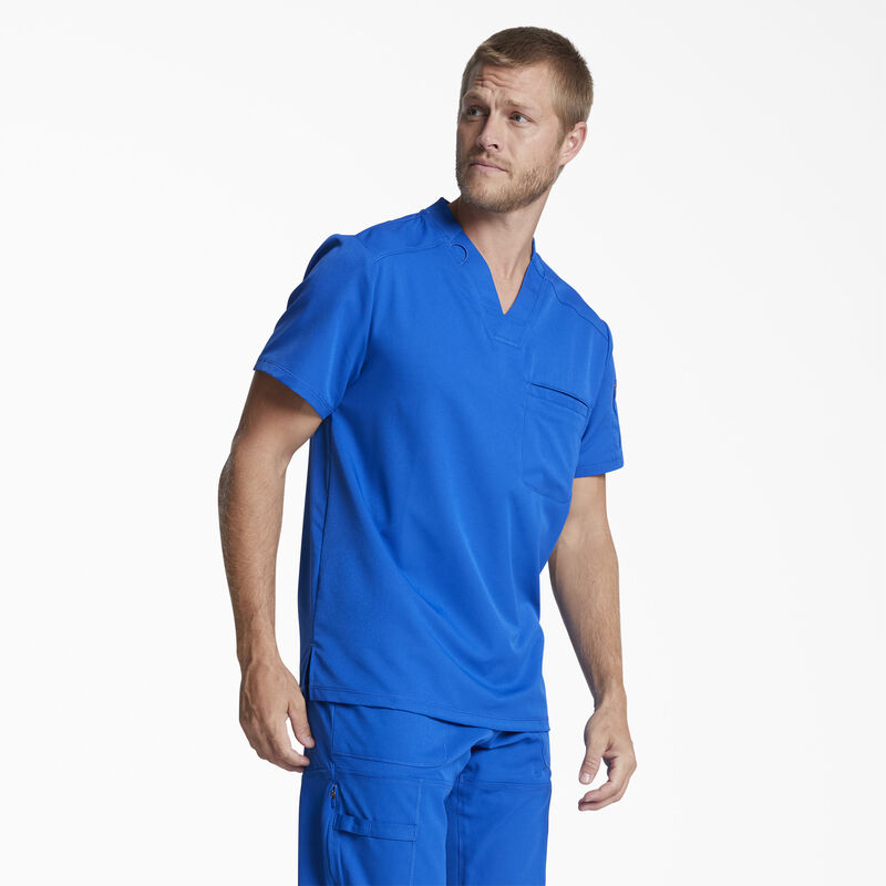 Dickies Men's Dynamix V-Neck Scrub Top with Zip Pocket Royal Blue ID-YV7fOlsY