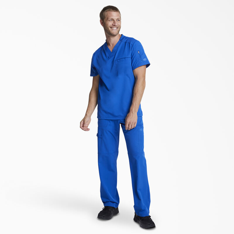 Dickies Men's Dynamix V-Neck Scrub Top with Zip Pocket Royal Blue ID-YV7fOlsY