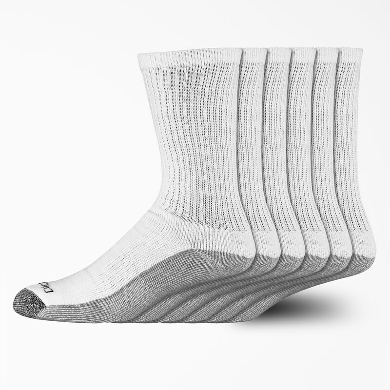 Dickies Moisture Control Crew Work Socks, Size 6-12, 6-Pack White ID-YljSGBIN