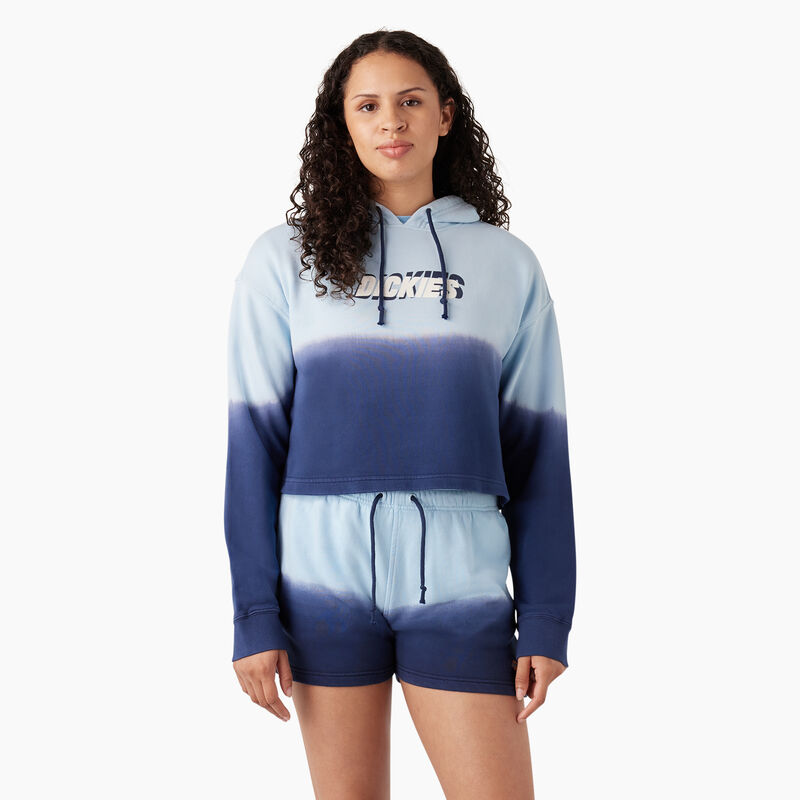 Dickies Cropped Ombre Hoodie Sky Blue/Ink Navy Dip Dye ID-Z1sHOAPp