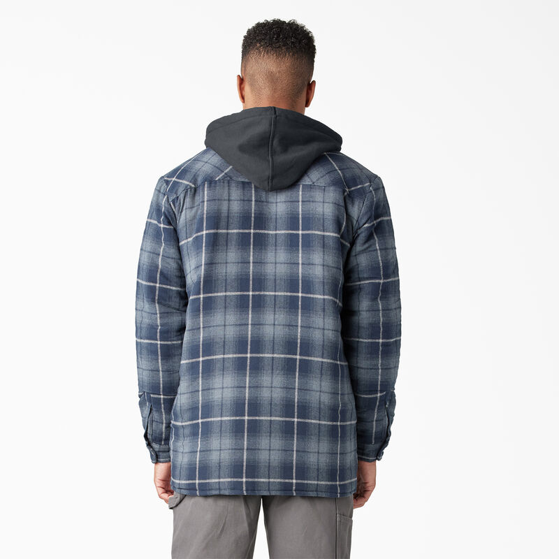 Dickies Water Repellent Flannel Hooded Shirt Jacket Navy Storm Ombre Plaid ID-Z8zAHlAh