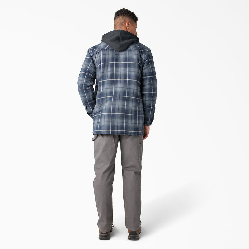 Dickies Water Repellent Flannel Hooded Shirt Jacket Navy Storm Ombre Plaid ID-Z8zAHlAh