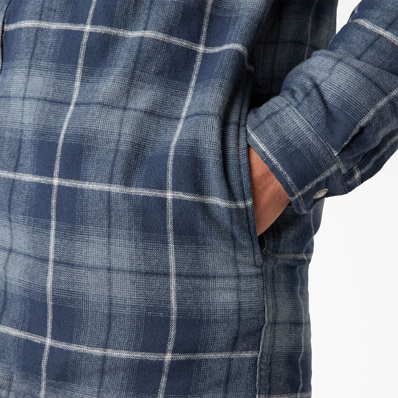Dickies Water Repellent Flannel Hooded Shirt Jacket Navy Storm Ombre Plaid ID-Z8zAHlAh