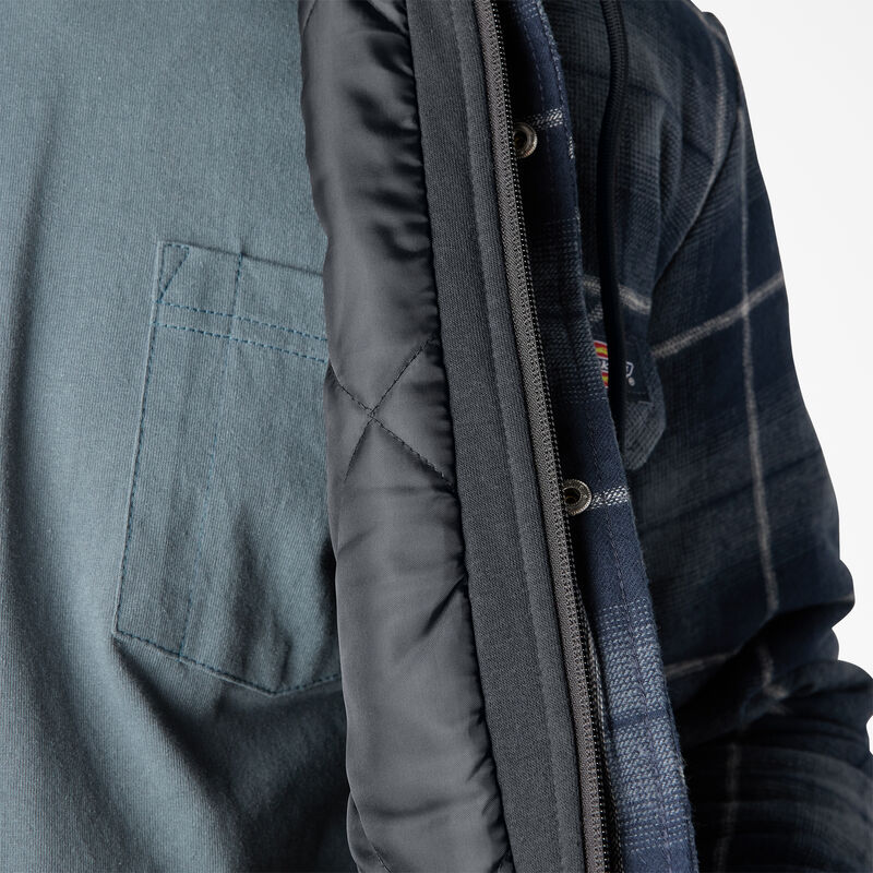 Dickies Water Repellent Flannel Hooded Shirt Jacket Navy Storm Ombre Plaid ID-Z8zAHlAh