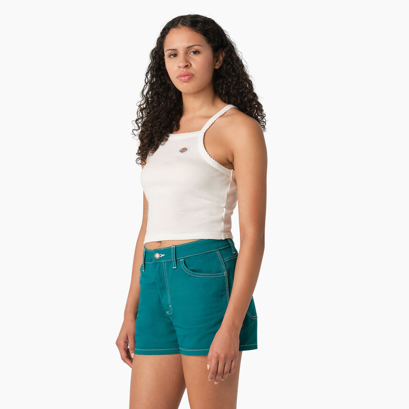 Dickies Rib Knit Cropped Tank Top White ID-ZWnsoNHI