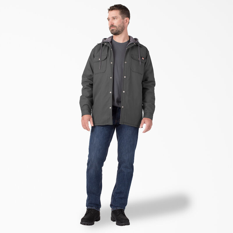 Dickies Water Repellent Duck Hooded Shirt Jacket Slate Gray ID-ZwEgMdiA