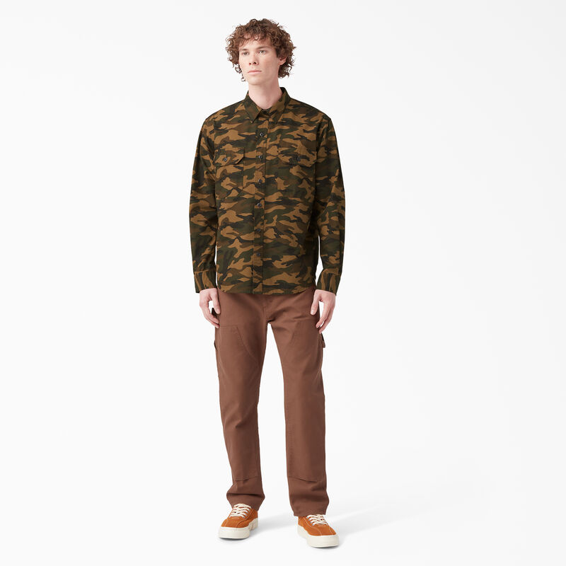 Dickies 1922 Long Sleeve Work Shirt Rinsed Brown/Black Camo ID-aJ4KDpU0
