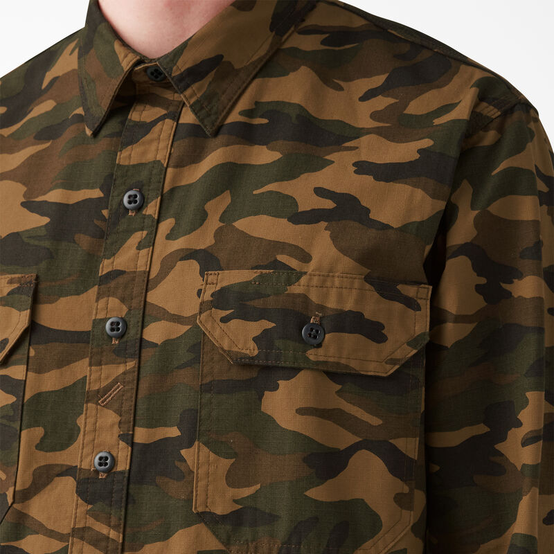 Dickies 1922 Long Sleeve Work Shirt Rinsed Brown/Black Camo ID-aJ4KDpU0