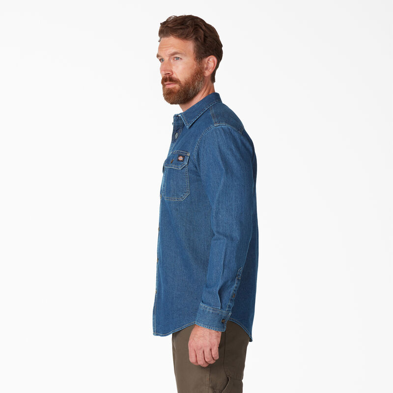Dickies FLEX Denim Long Sleeve Shirt Medium Denim Wash ID-aLGWmkiG