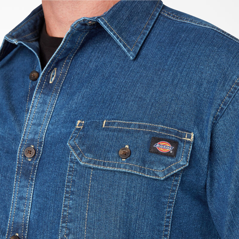 Dickies FLEX Denim Long Sleeve Shirt Medium Denim Wash ID-aLGWmkiG