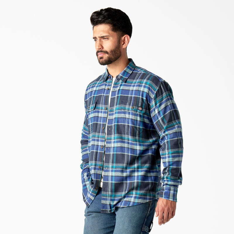 Dickies FLEX Long Sleeve Flannel Shirt Navy Blue/Multi Plaid ID-adlNfnFE