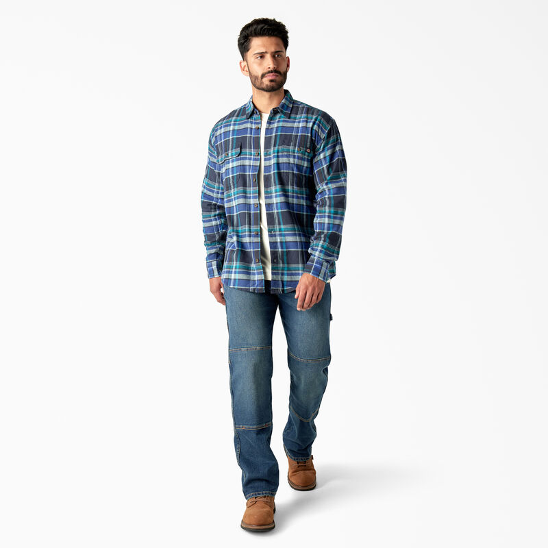 Dickies FLEX Long Sleeve Flannel Shirt Navy Blue/Multi Plaid ID-adlNfnFE