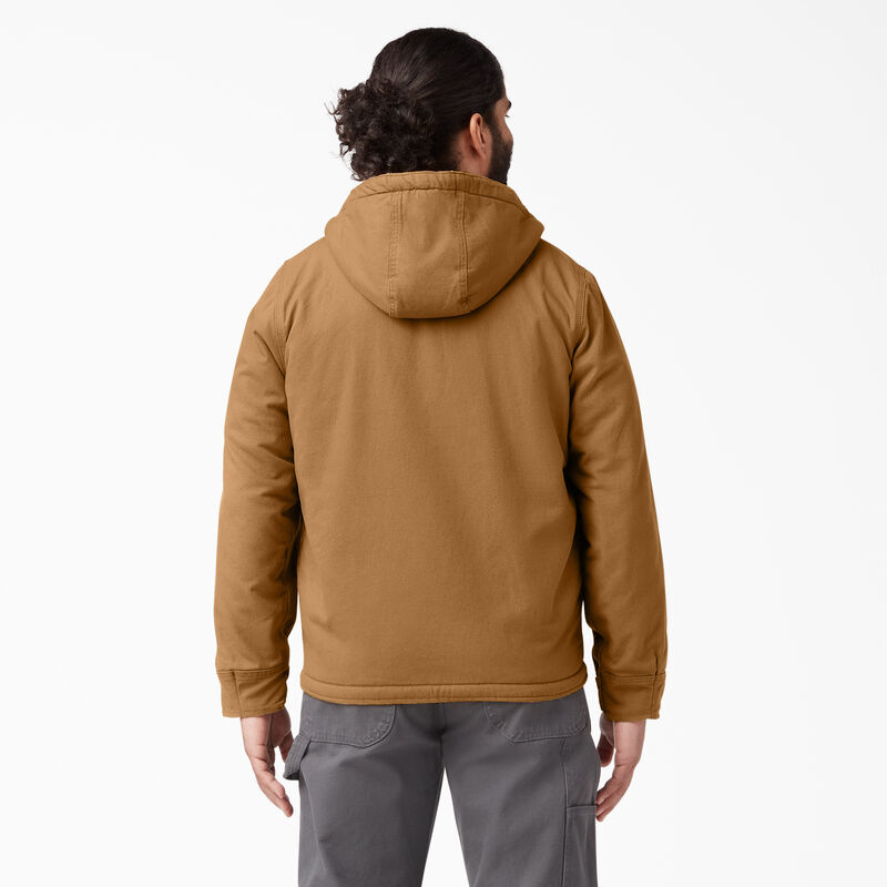 Dickies Duck High Pile Fleece Lined Hooded Jacket Rinsed Brown Duck ID-at0zJidF