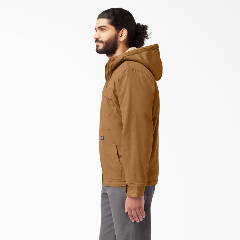 Dickies Duck High Pile Fleece Lined Hooded Jacket Rinsed Brown Duck ID-at0zJidF