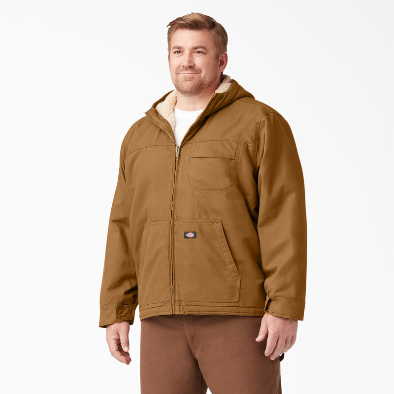 Dickies Duck High Pile Fleece Lined Hooded Jacket Rinsed Brown Duck ID-at0zJidF