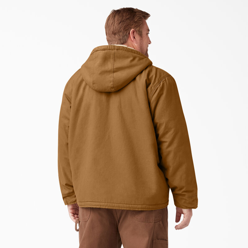 Dickies Duck High Pile Fleece Lined Hooded Jacket Rinsed Brown Duck ID-at0zJidF