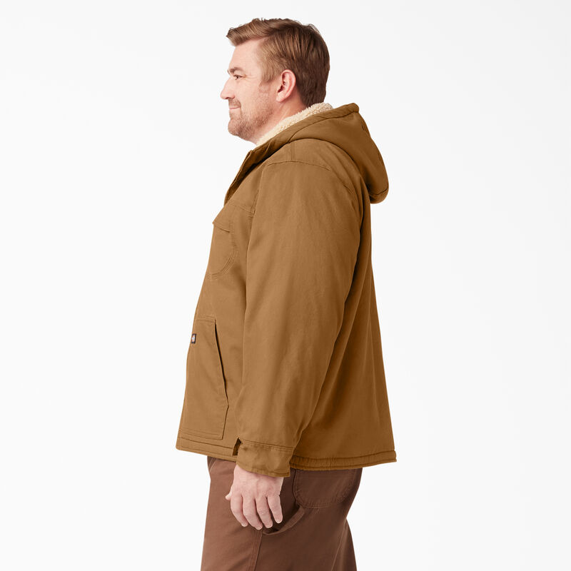 Dickies Duck High Pile Fleece Lined Hooded Jacket Rinsed Brown Duck ID-at0zJidF