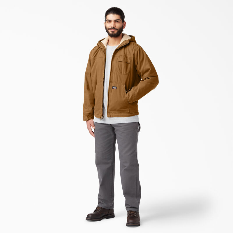 Dickies Duck High Pile Fleece Lined Hooded Jacket Rinsed Brown Duck ID-at0zJidF