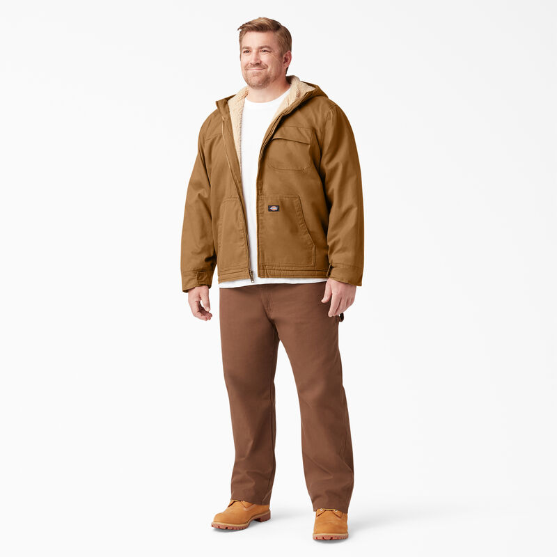 Dickies Duck High Pile Fleece Lined Hooded Jacket Rinsed Brown Duck ID-at0zJidF