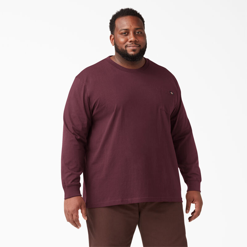 Dickies Heavyweight Long Sleeve Pocket T-Shirt Burgundy ID-auf6TC86