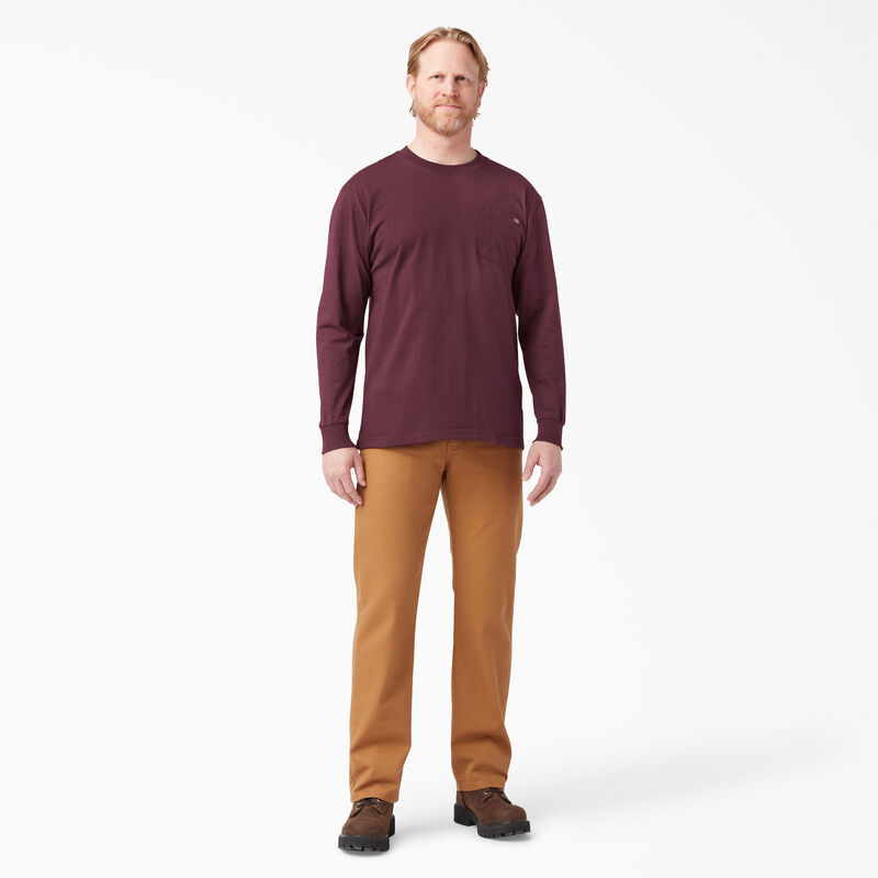 Dickies Heavyweight Long Sleeve Pocket T-Shirt Burgundy ID-auf6TC86