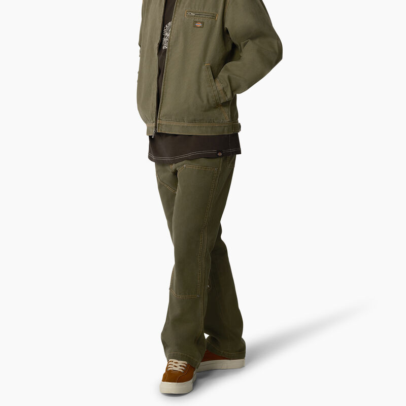 Dickies Relaxed Fit Contrast Stitch Double Knee Duck Pants Stonewashed Military Green ID-cLeVrGi9