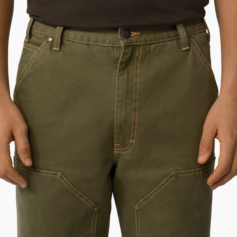Dickies Relaxed Fit Contrast Stitch Double Knee Duck Pants Stonewashed Military Green ID-cLeVrGi9
