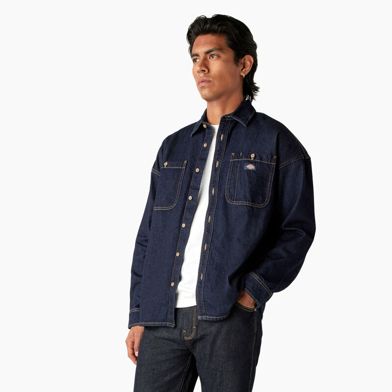 Dickies Houston Denim Shirt Rinsed Indigo Blue ID-cjq03psS