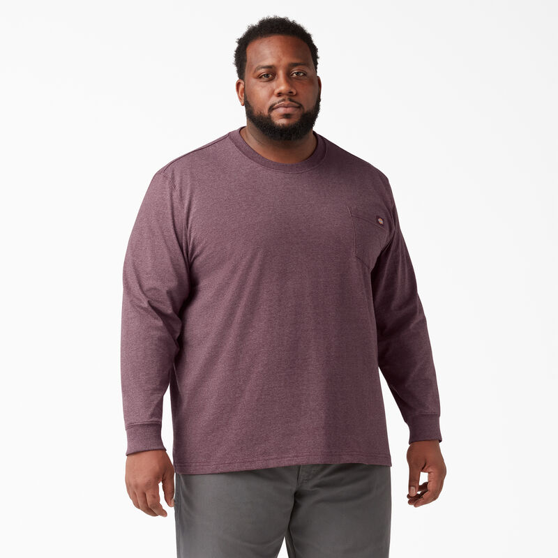 Dickies Heavyweight Heathered Long Sleeve Pocket T-Shirt Burgundy ID-dZKJqgfS