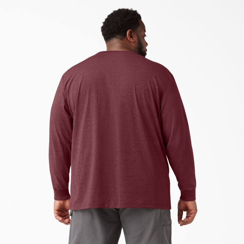 Dickies Heavyweight Heathered Long Sleeve Pocket T-Shirt Burgundy ID-dZKJqgfS
