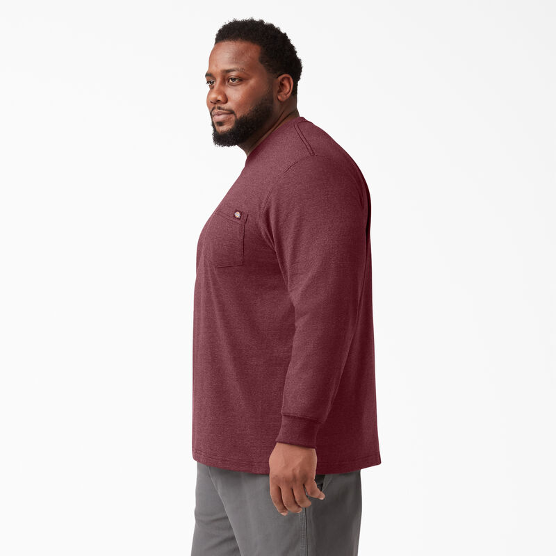 Dickies Heavyweight Heathered Long Sleeve Pocket T-Shirt Burgundy ID-dZKJqgfS