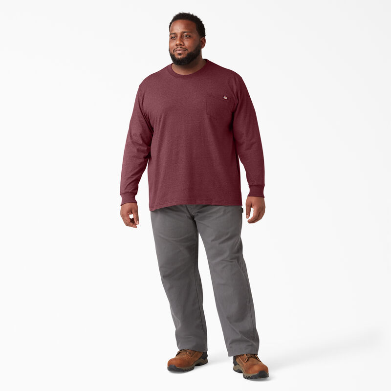Dickies Heavyweight Heathered Long Sleeve Pocket T-Shirt Burgundy ID-dZKJqgfS