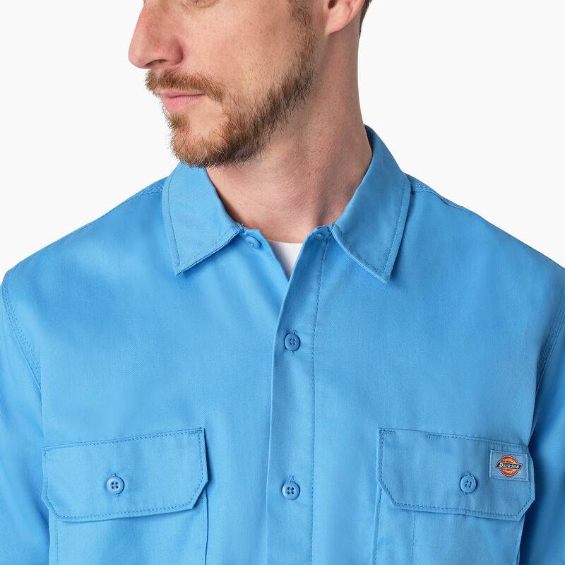 Dickies Madras Short Sleeve Work Shirt Azure Blue ID-ditI8gHt