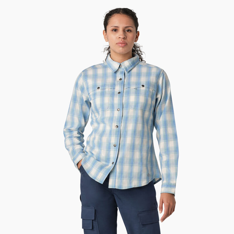 Dickies Cooling Roll-Tab Work Shirt Clear Blue Hillside Plaid ID-dk6qYnnS