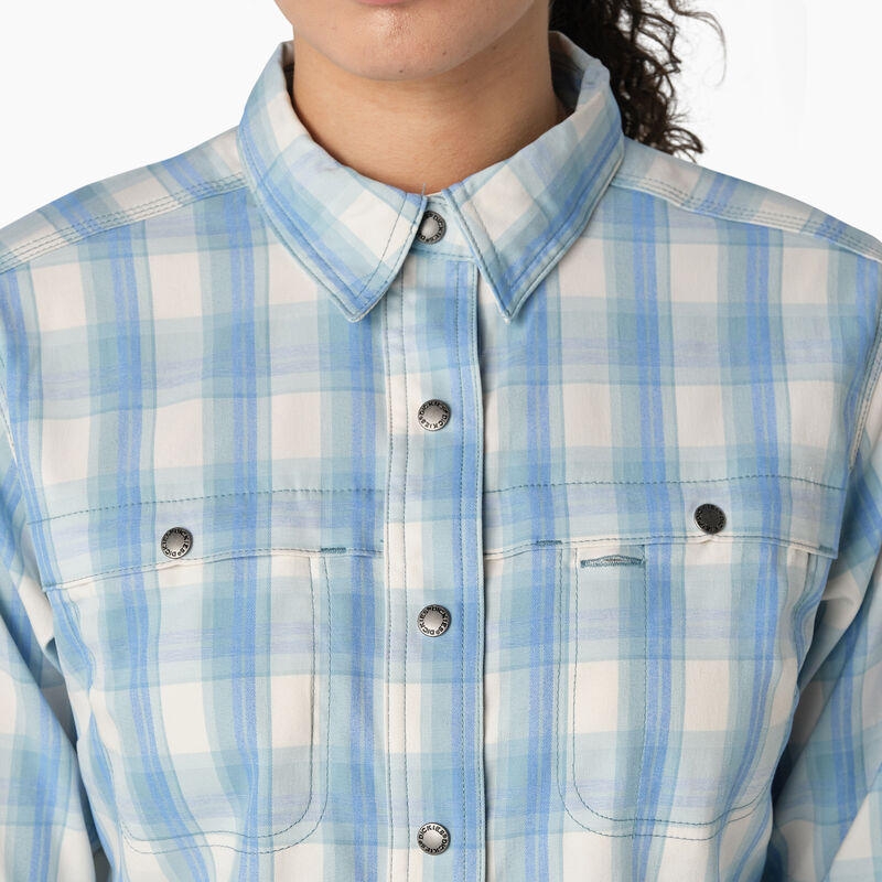 Dickies Cooling Roll-Tab Work Shirt Clear Blue Hillside Plaid ID-dk6qYnnS