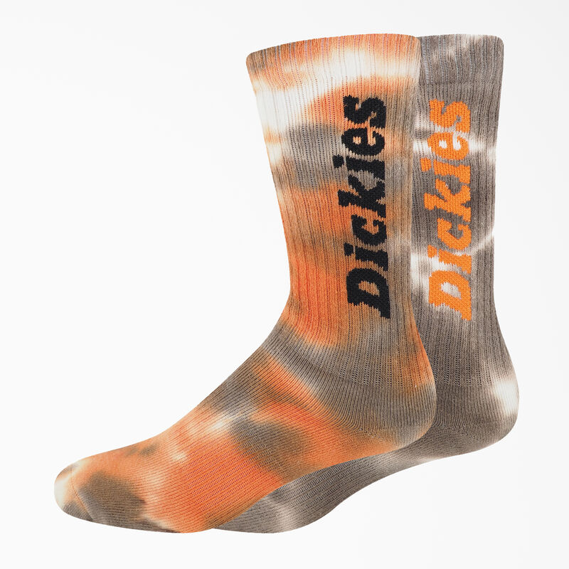 Dickies Tie-Dye Crew Socks, Size 6-12, 2-Pack Orange Pepper ID-dsobZKfi