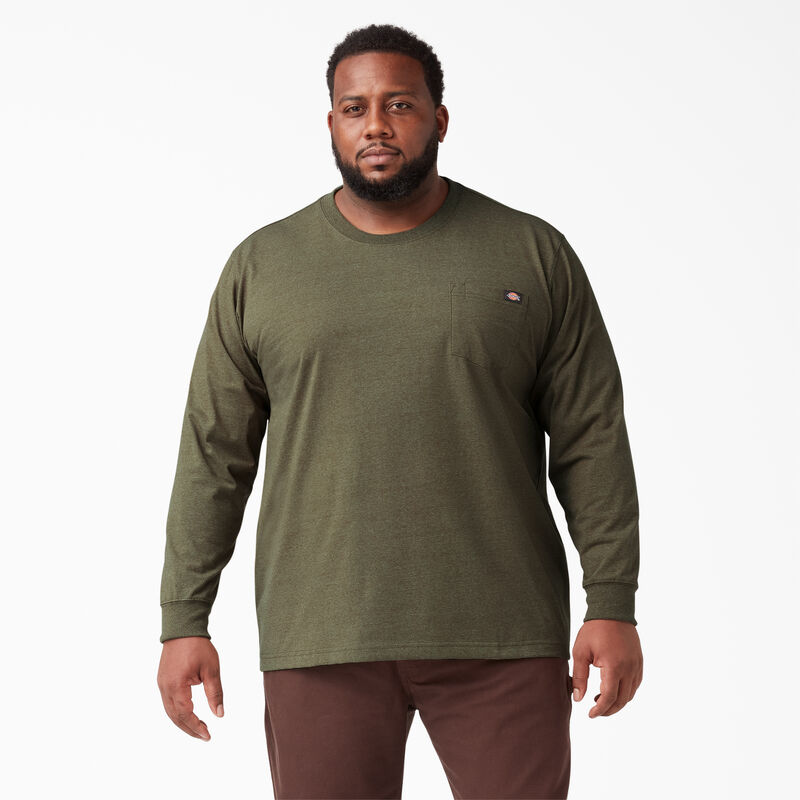 Dickies Heavyweight Heathered Long Sleeve Pocket T-Shirt Military Green Heather ID-e7LiX2cU