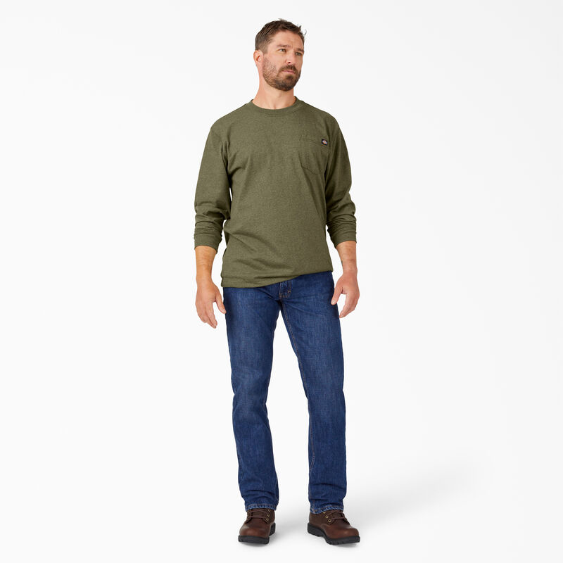 Dickies Heavyweight Heathered Long Sleeve Pocket T-Shirt Military Green Heather ID-e7LiX2cU
