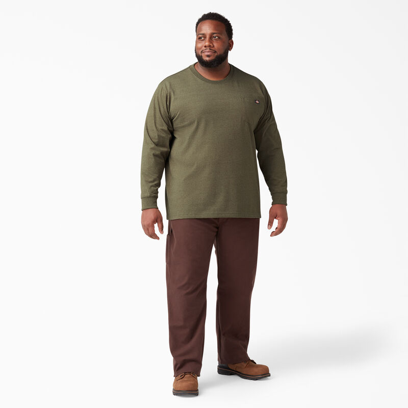 Dickies Heavyweight Heathered Long Sleeve Pocket T-Shirt Military Green Heather ID-e7LiX2cU