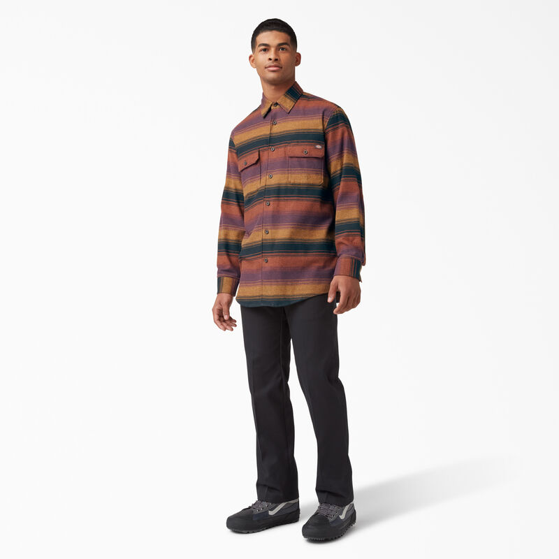 Dickies Long Sleeve Flannel Shirt Wine Blanket Stripe ID-eIWOfrW7