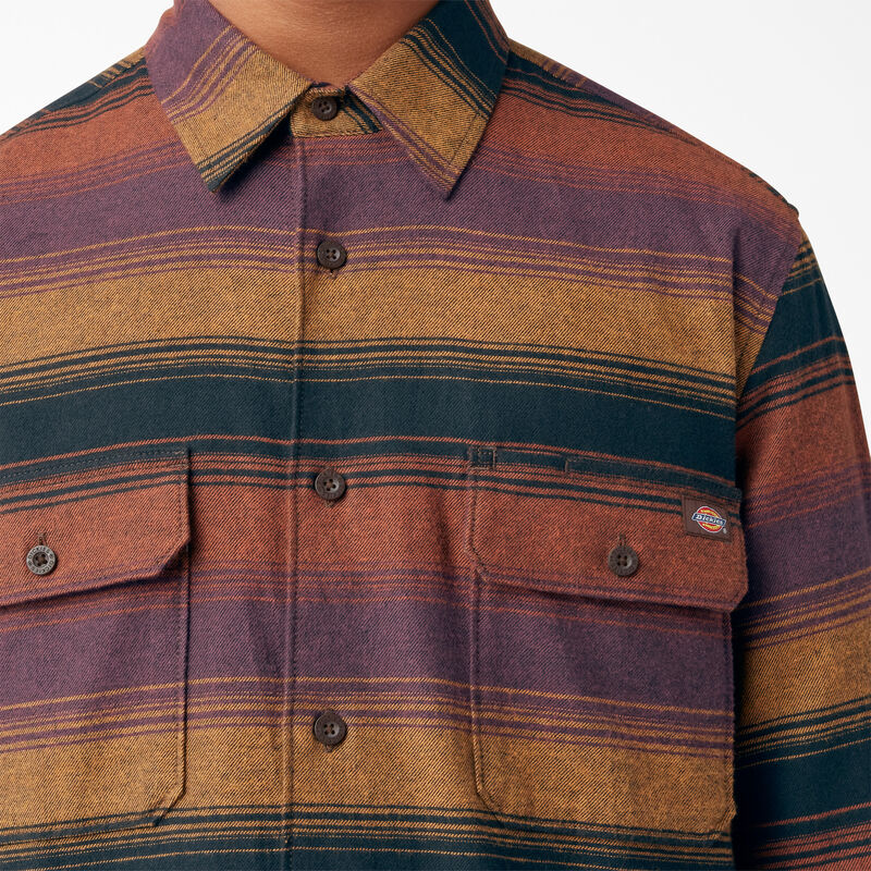 Dickies Long Sleeve Flannel Shirt Wine Blanket Stripe ID-eIWOfrW7
