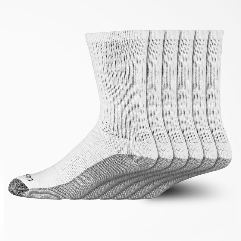 Dickies Moisture Control Crew Work Socks, Size 12-15, 6-Pack White ID-ege2dOvD