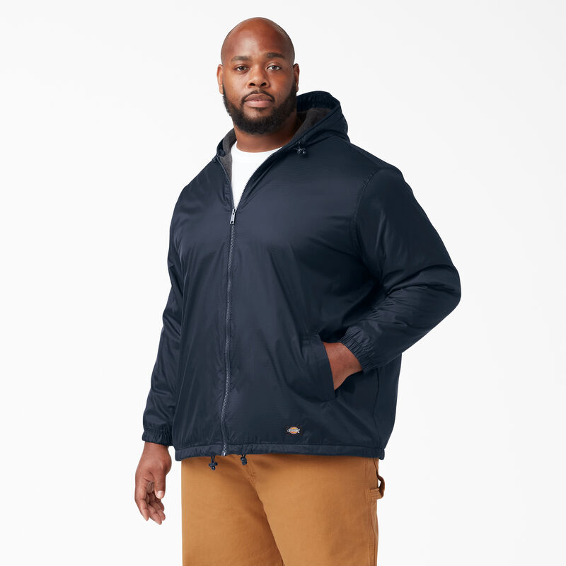 Dickies Fleece Lined Nylon Hooded Jacket Dark Navy ID-fTAv5ycD