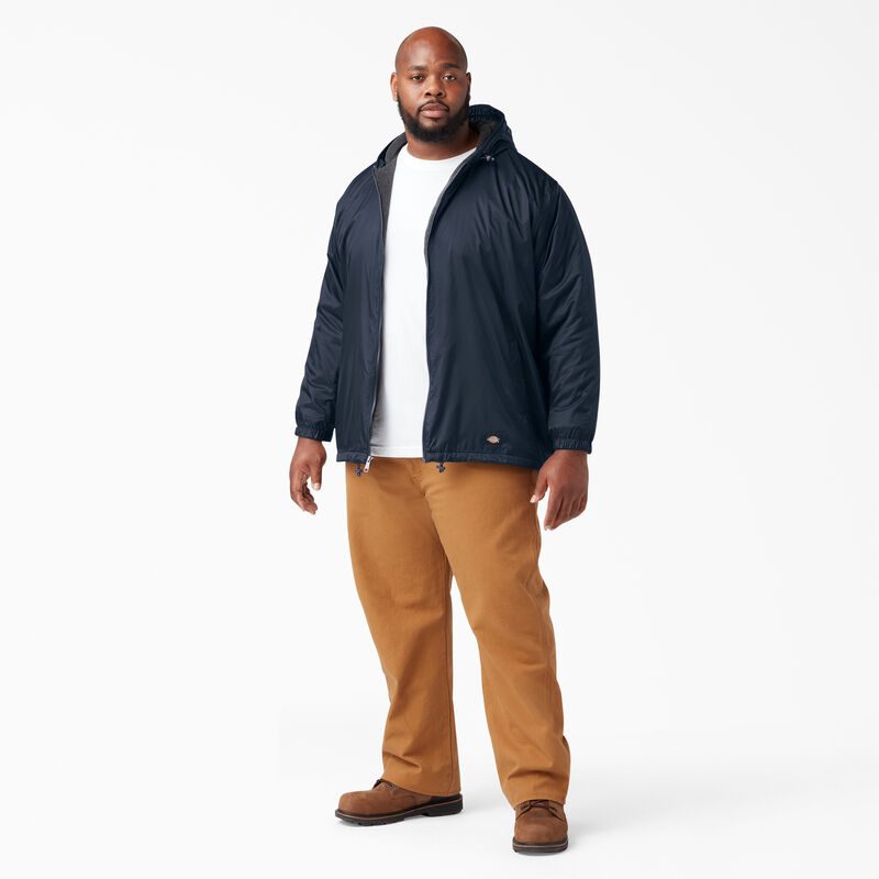 Dickies Fleece Lined Nylon Hooded Jacket Dark Navy ID-fTAv5ycD
