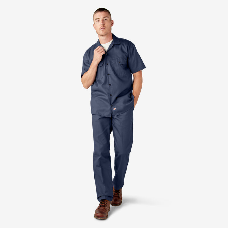 Dickies Short Sleeve Work Shirt Navy Blue ID-fThBxBdN