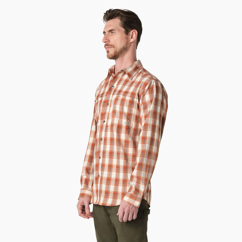 Dickies Cooling Long Sleeve Work Shirt Copper/Brown Plaid ID-fg2LqYl8