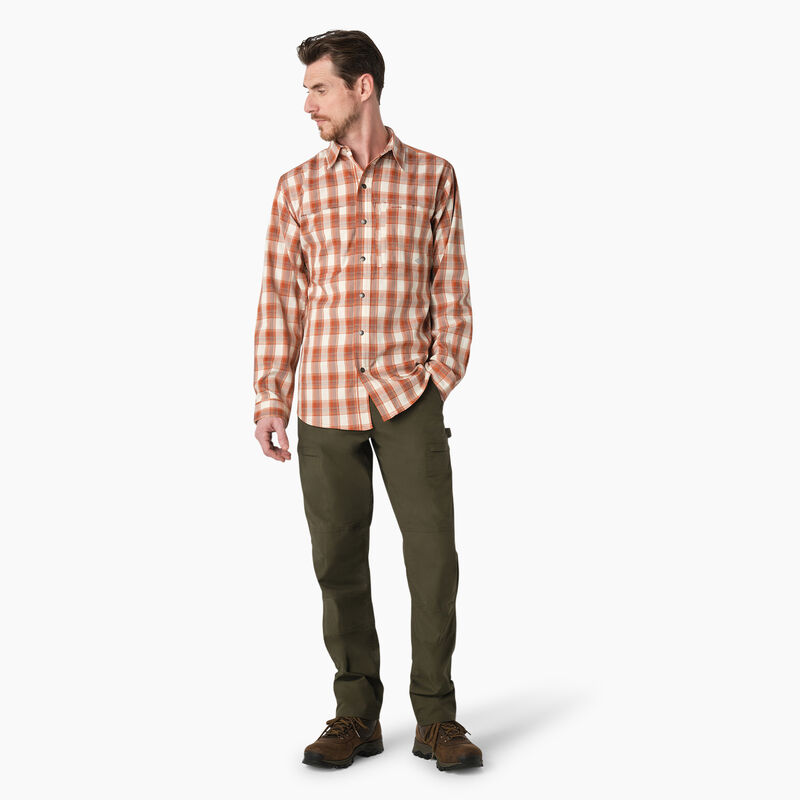 Dickies Cooling Long Sleeve Work Shirt Copper/Brown Plaid ID-fg2LqYl8