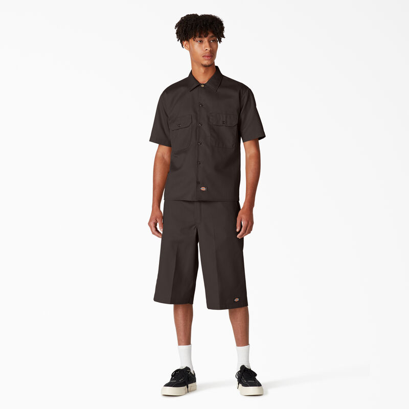 Dickies Short Sleeve Work Shirt Dark Brown ID-fkCKYlgo