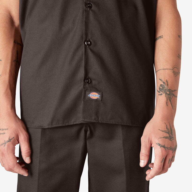 Dickies Short Sleeve Work Shirt Dark Brown ID-fkCKYlgo